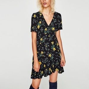 Zara Floral Printed Crossover Mini Dress